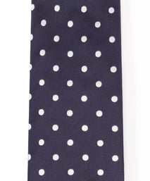 Navy Blue & White Polka Dot Silk Woven Tie