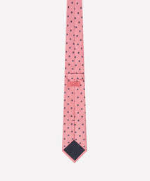 Pink & Navy Polka Dot Silk Woven Tie