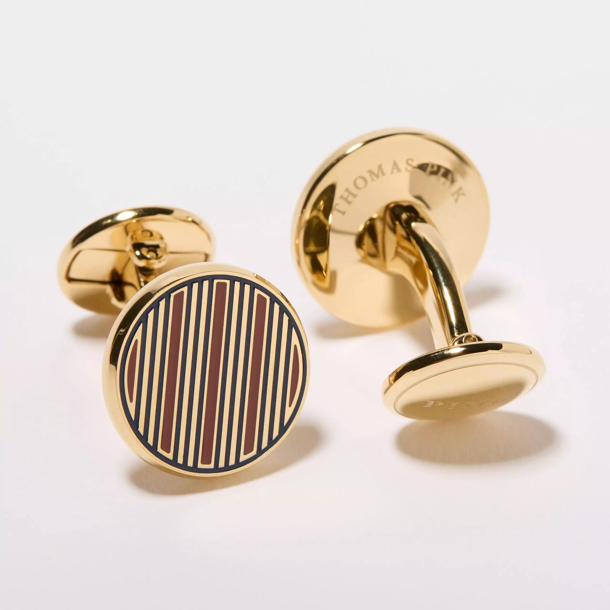 Pink & Navy Enamel Striped Cufflinks