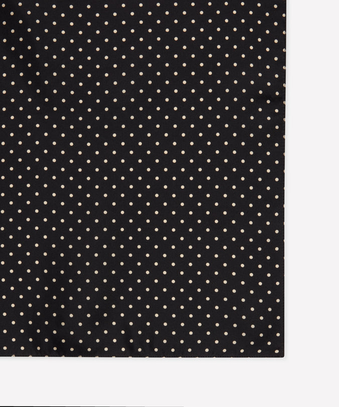 Black & Neutral Polka Dot Silk Pocket Square