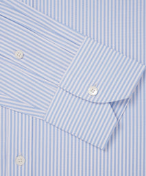 Pale Blue & White Classic Fit Essential Bengal Stripe Formal Shirt