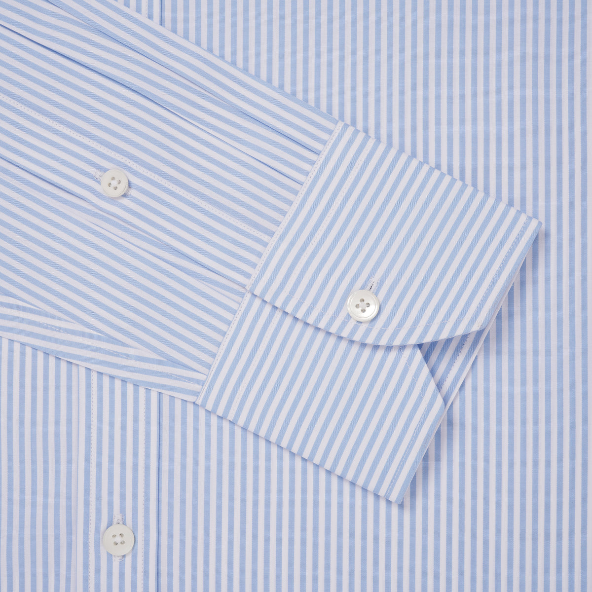 Pale Blue & White Classic Fit Essential Bengal Stripe Formal Shirt