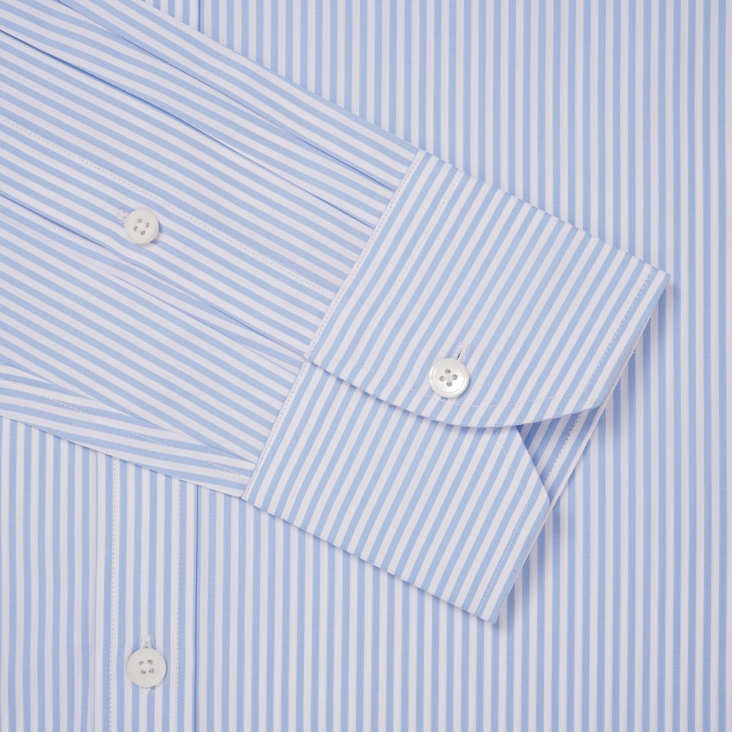 Pale Blue & White Classic Fit Essential Bengal Stripe Formal Shirt