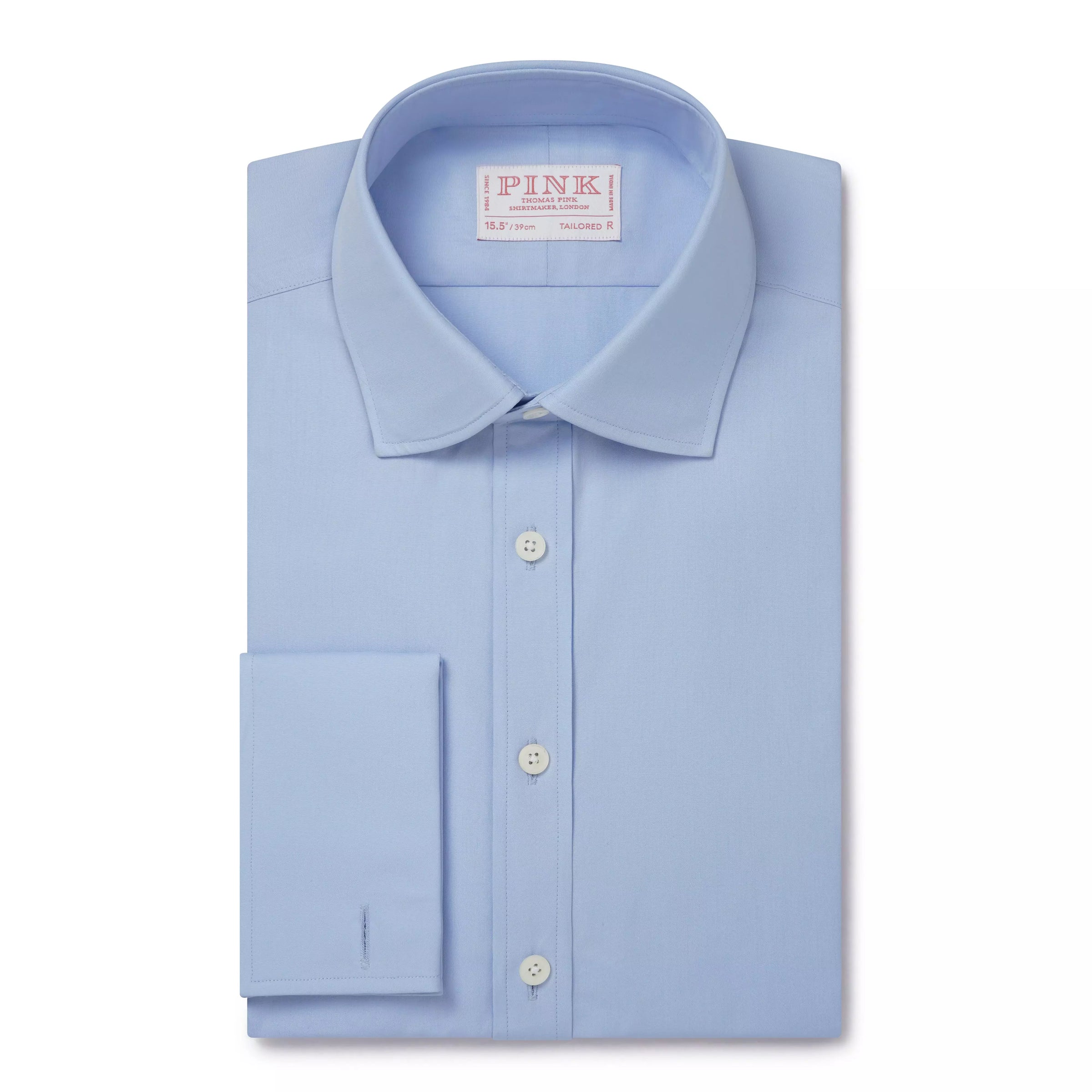 Pale Blue Tailored Fit Double Cuff Ramses Poplin Formal Shirt