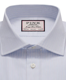 Pale Blue & White Tailored Fit Formal Dobby Satin stripe Shirt