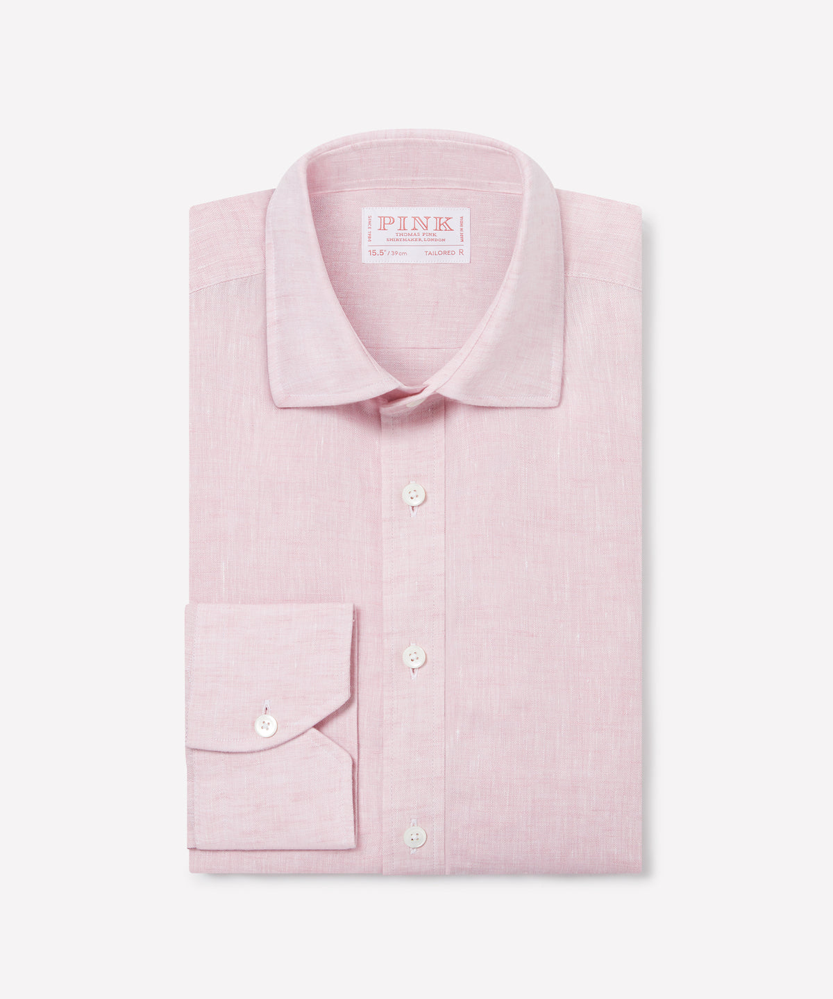 Pale Pink Tailored Fit Essential Linen Formal Shirt