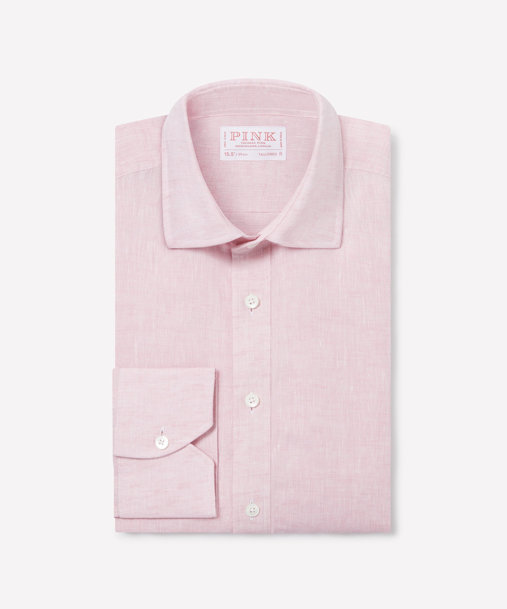 Pale Pink Tailored Fit Essential Linen Formal Shirt