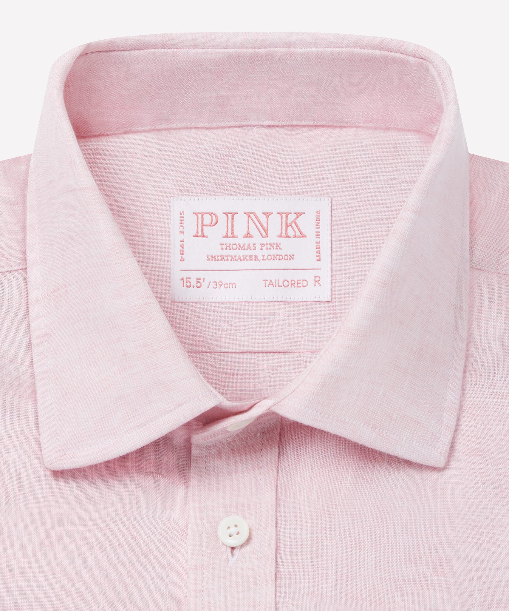 Pale Pink Tailored Fit Essential Linen Formal Shirt